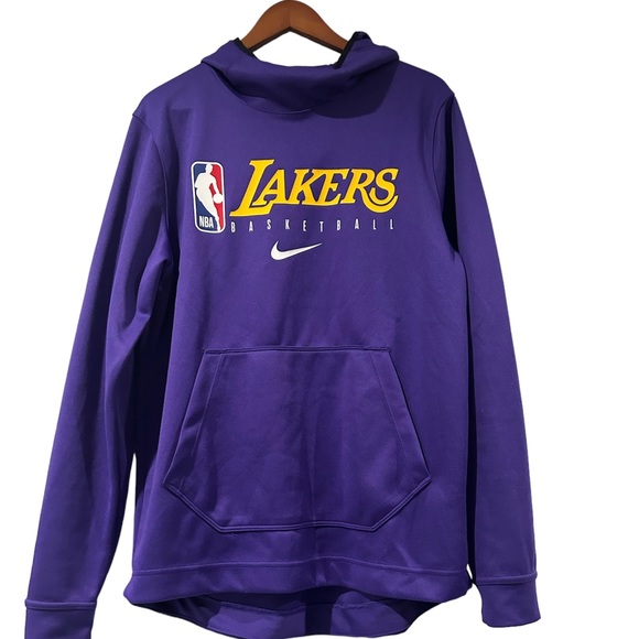Nike NBA LA Lakers Authentic Team Issued Hoodie AV1359-504 Purple RARE Sz M